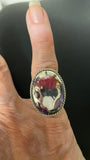 Superflot og Unik svensk statement-ring i sølv – farverig kunstnerisk vintage fra 1980’erne