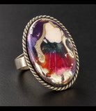 Superflot og Unik svensk statement-ring i sølv – farverig kunstnerisk vintage fra 1980’erne